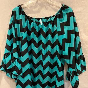 Mint and Black Blouse